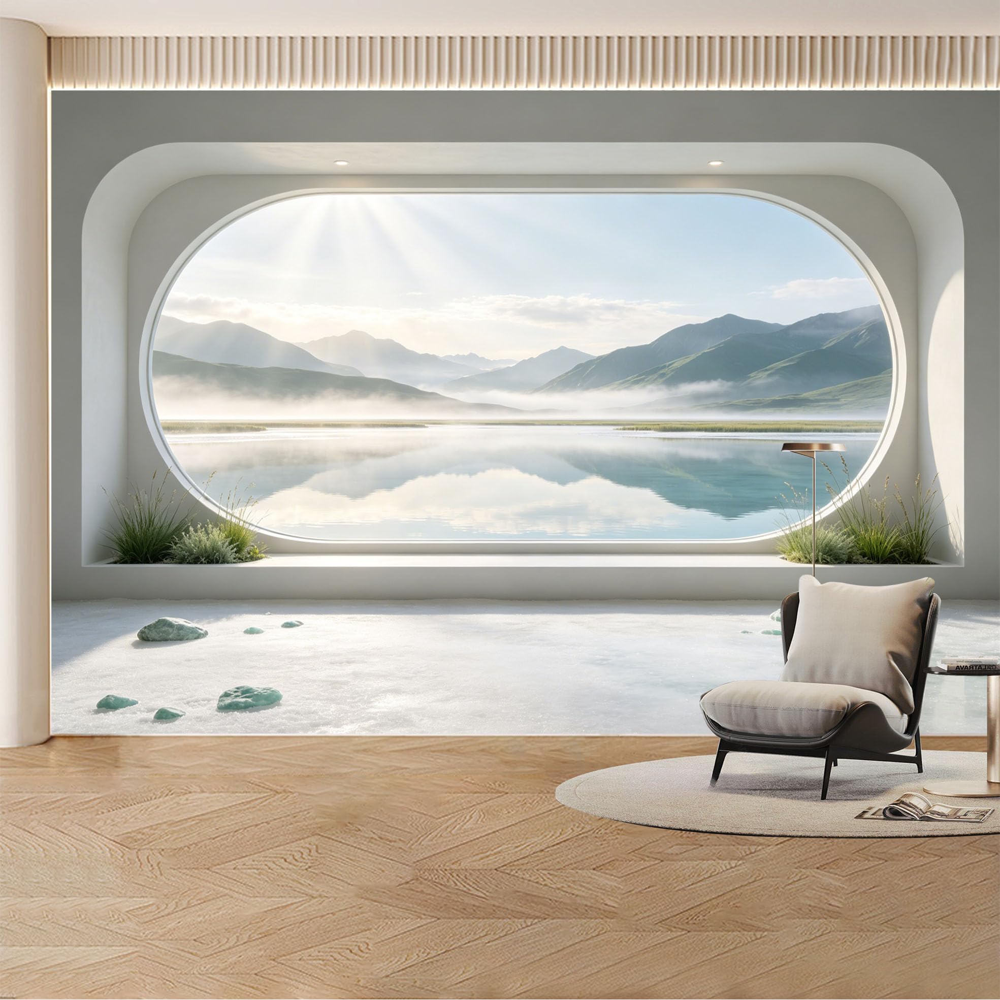 Custom Wall Mural Wallpaper Mountain Lake Landscape Nature Large Wall Art Mural Design Nordic Misty Removable SelfAdhesive Large Photo for Living Room， Bedroom， Office