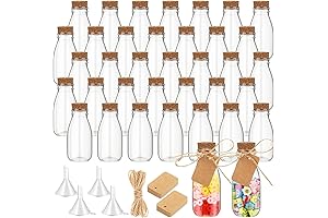48 Pack Mini Plastic Jars with Cork Lids & Tags
