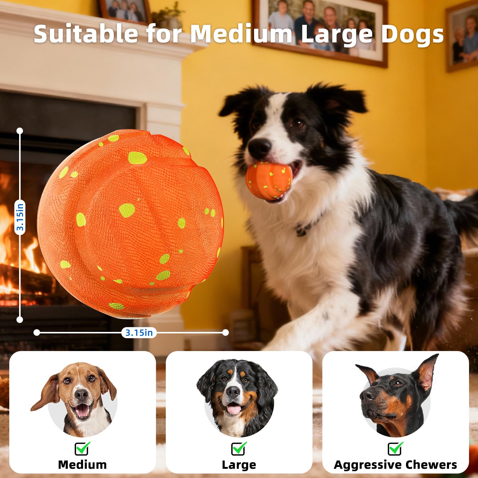 Palla Interattiva Intelligente per Cani – 3 Modalità di Gioco, Impermeabile e Ricaricabile – Giocattolo Resistente per Cani di Taglia Media e Grande