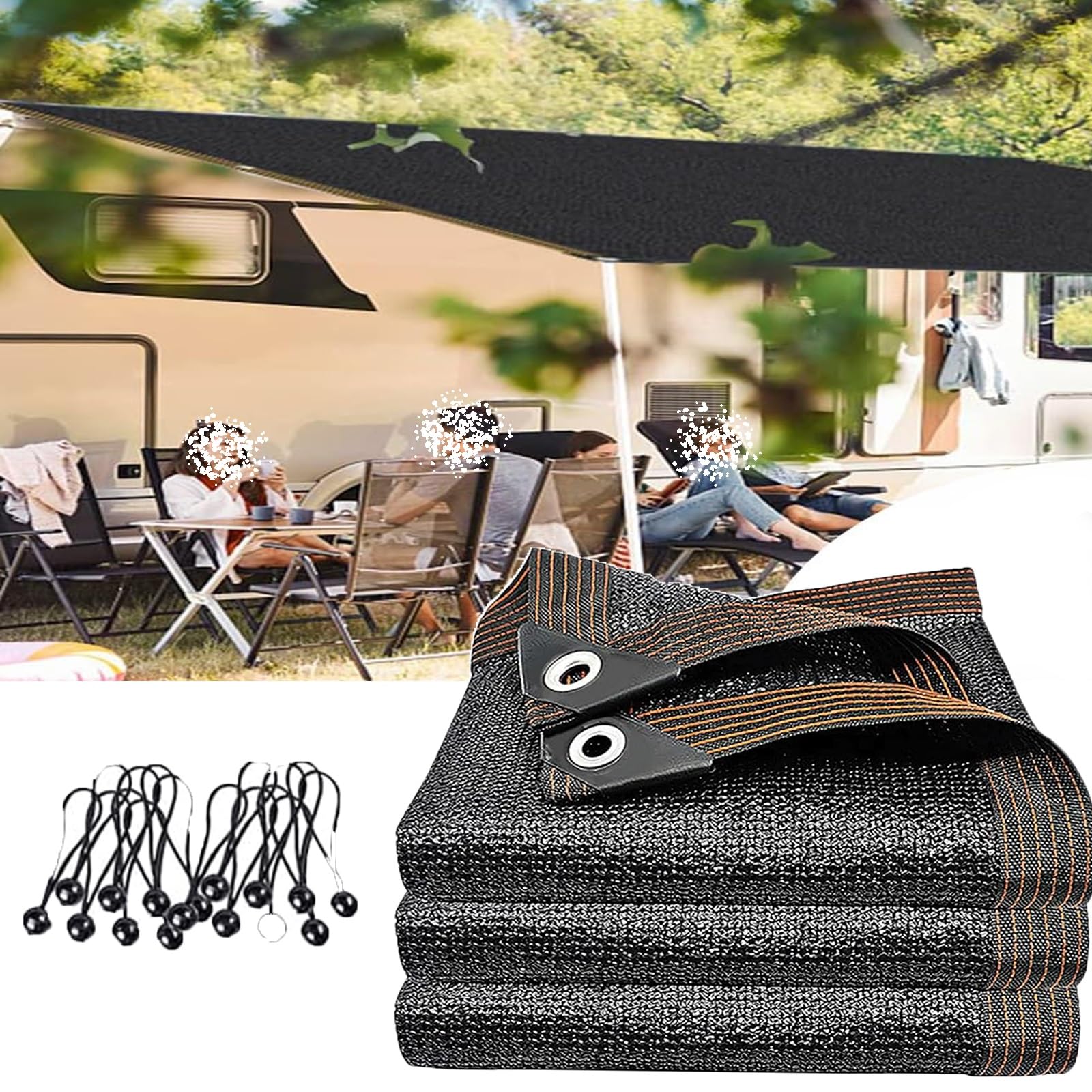 Filet D'Ombrage De Jardin 5,5 X 6,4 M (18 X 21 Pi), Noir, Protection UV, pour Terrasse Extérieure.