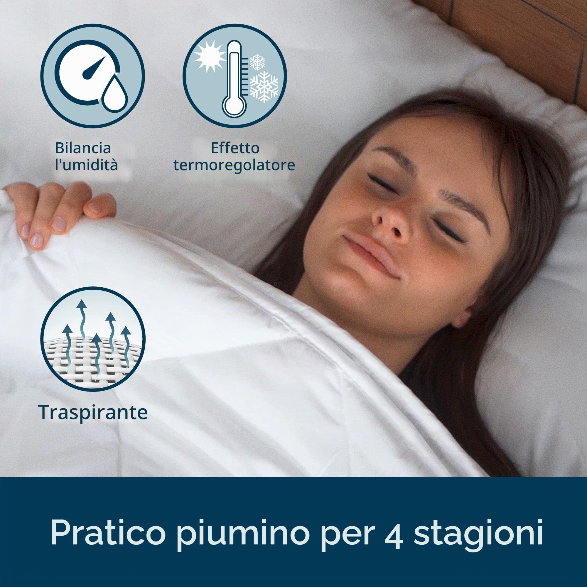 Beautissu Piumino Matrimoniale 4 stagioni Microfibra anallergico coperta | 155x220cm formata da 2 trapuntini con bottoni a pressione letto anallergica divisibile riscaldante quattro BeauNuit JD