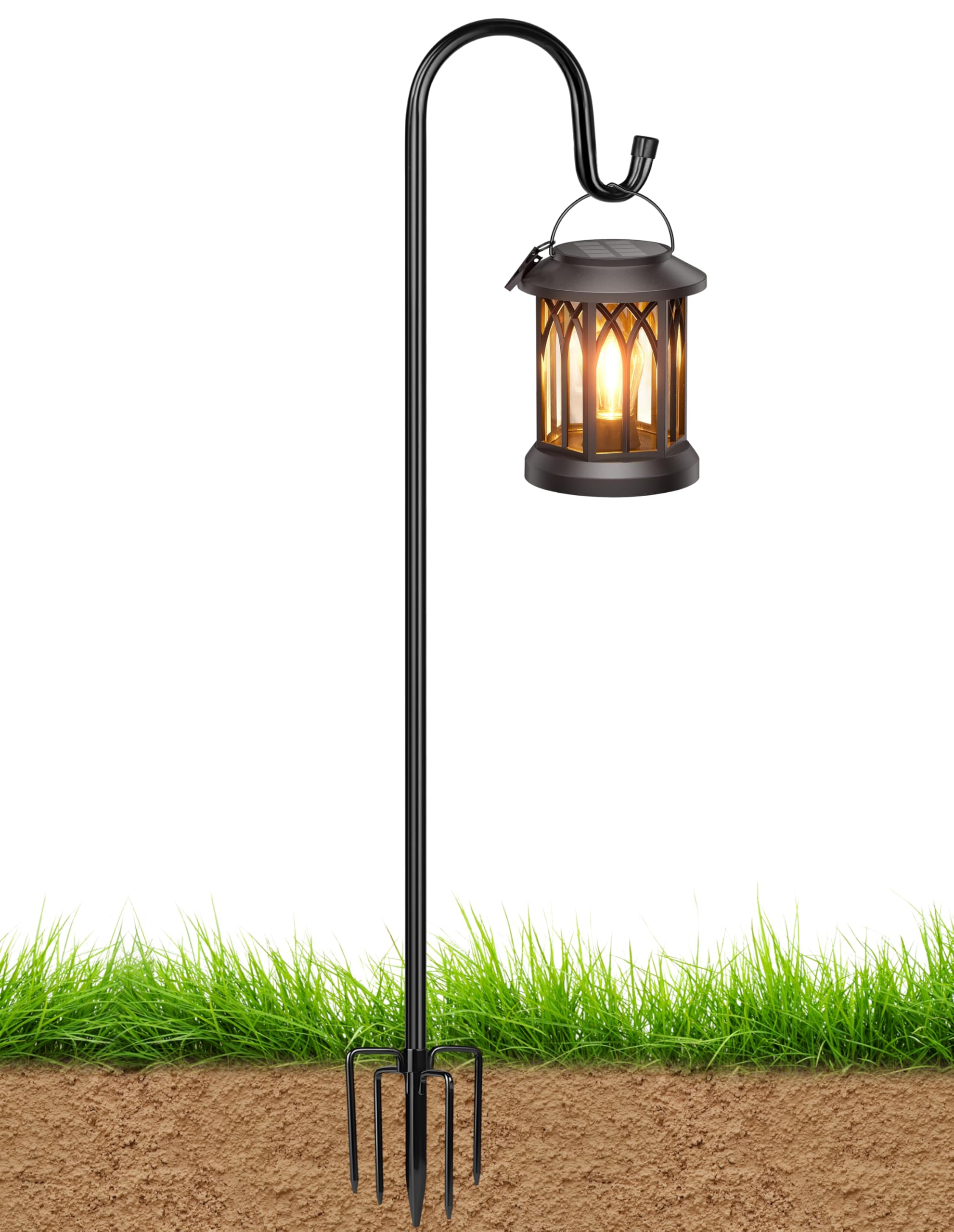 XDW-GIFTS Bird Feeder Pole for Outdoor, 45 Inch Shepherds Hooks Heavy Duty Garden Pole for Hanging Plant Basket, Solar Light Lanterns, Garden Plant