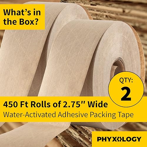 Miniatura 8 de Cinta ultra duradera activada por agua para un embalaje seguro La cinta de goma Kraft marrón de 275 pulgadas 450 pies proporciona adhesivo