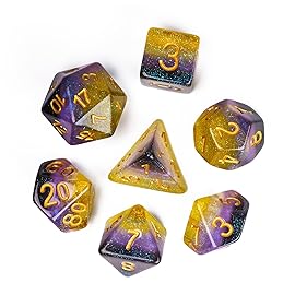 HDdais 7PCS Non-Binary-Pride Polyhedral DND Dice Set, Homosexual Flag D&D Dice for RPG and Other Table Games