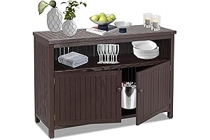 Outdoor TV Cabinets for Patio - Solid Wood Storage Cabinet TV Stand Furniture