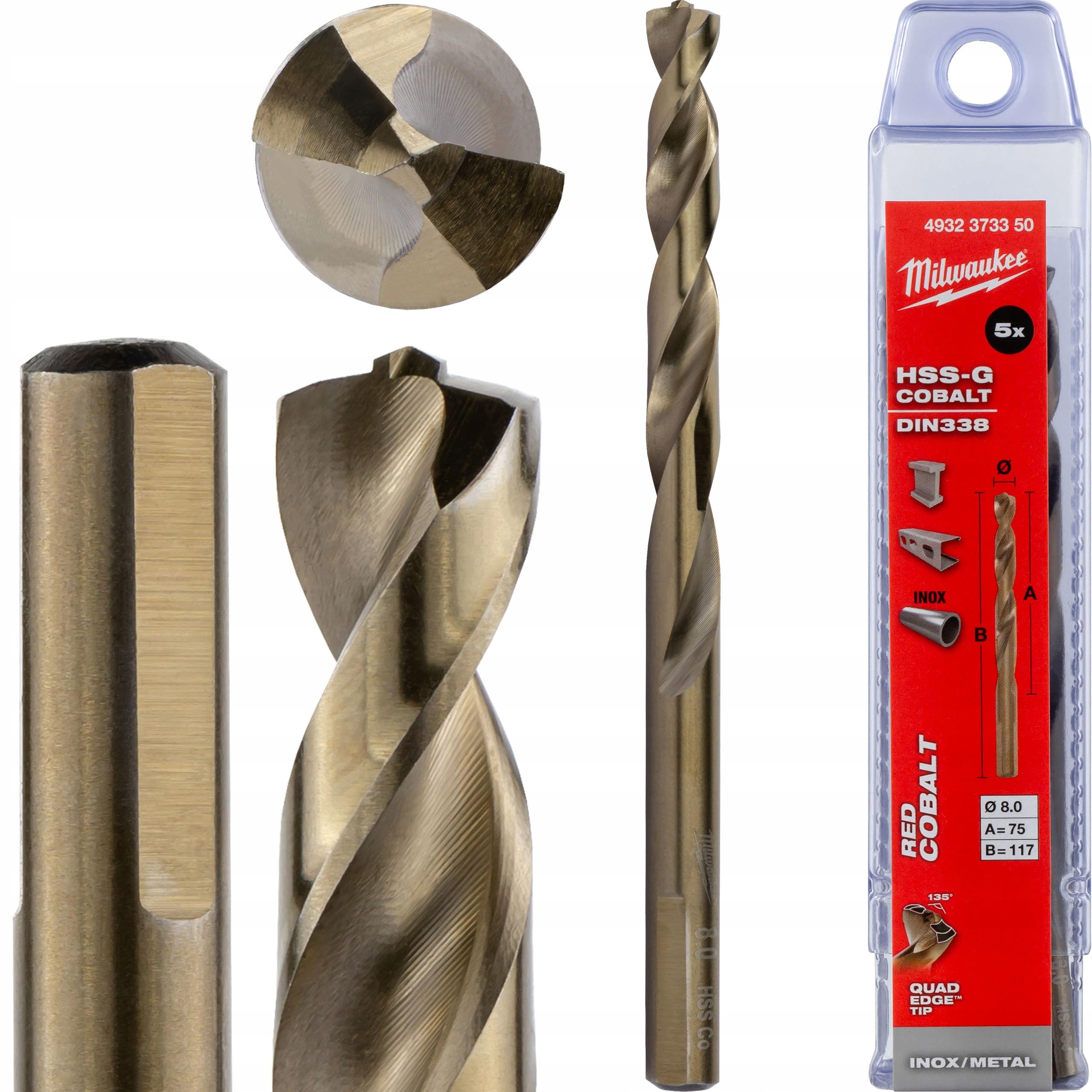 Milwaukee 4932373350 Hss-G Cobalt DIN 338, 8 mm