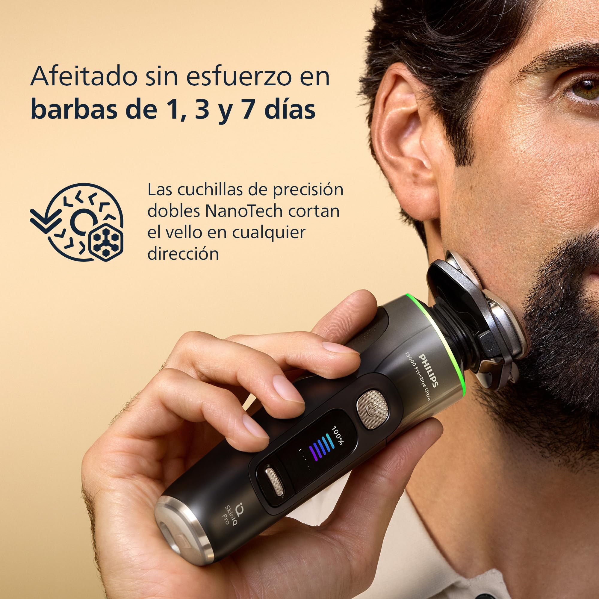 Philips i9000 Prestige Ultra, Afeitadora Eléctrica Hombre, Máquina de Afeitar Barba en Seco y Mojado, Tecnología SkinIQ Pro, Base de Carga, Recargable, Estuche Premium, Centro de limpieza, XP9405/31