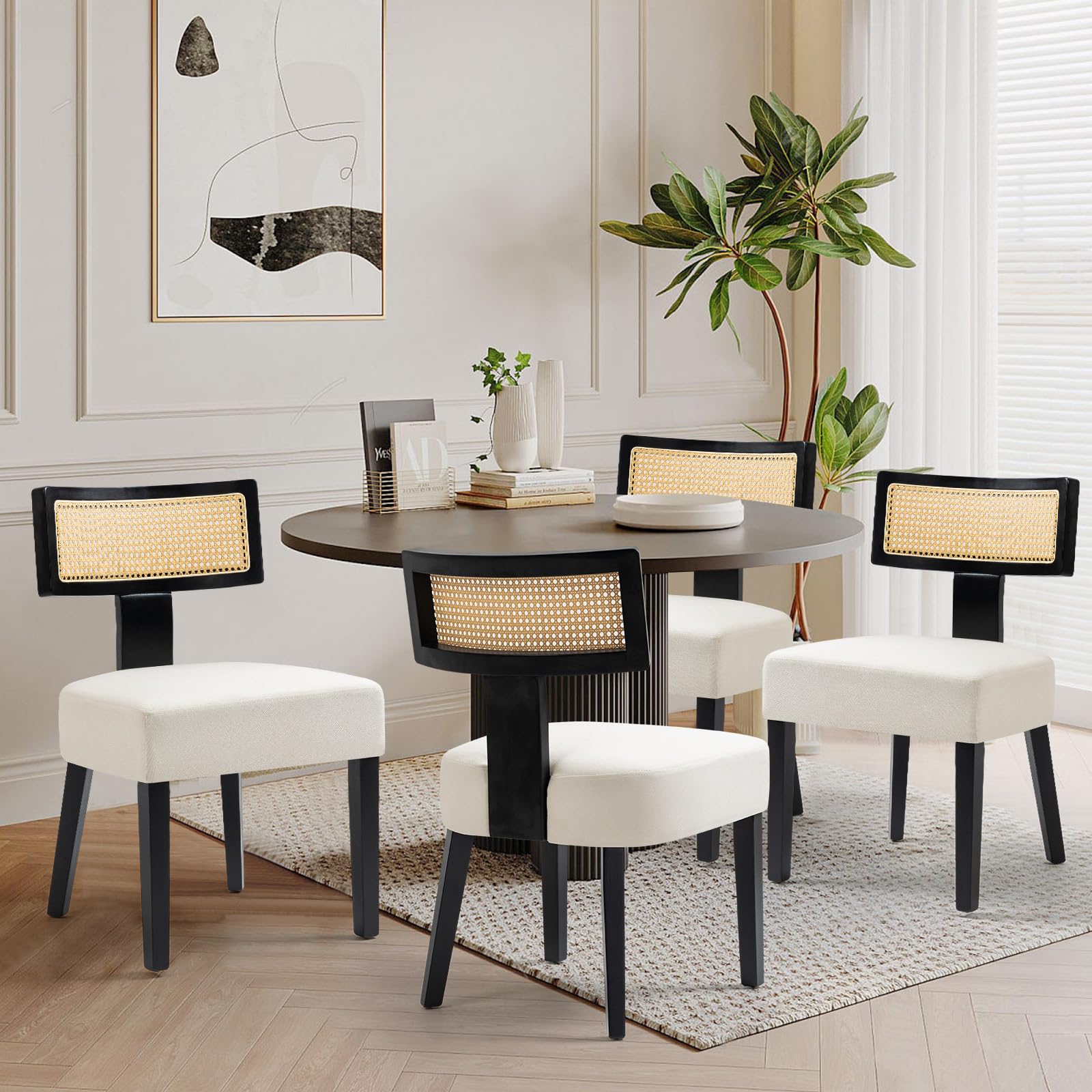 ★chana★ Amazon.com - ZJhome Rattan Dining Chairs Set of 4, Mid-Century