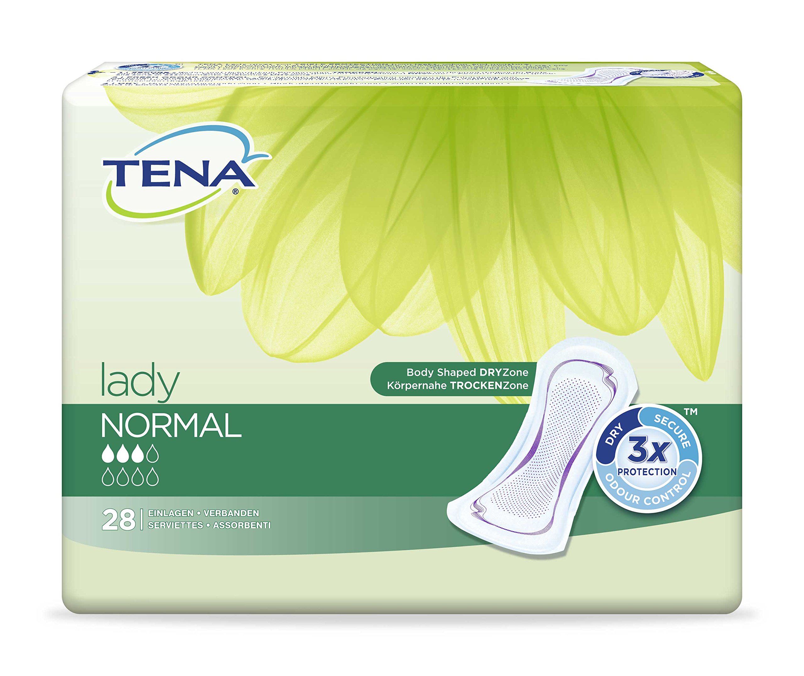 Protections TENA Lady Normal 6 x 28 sachets = 168 pièces Odour Control Blanc