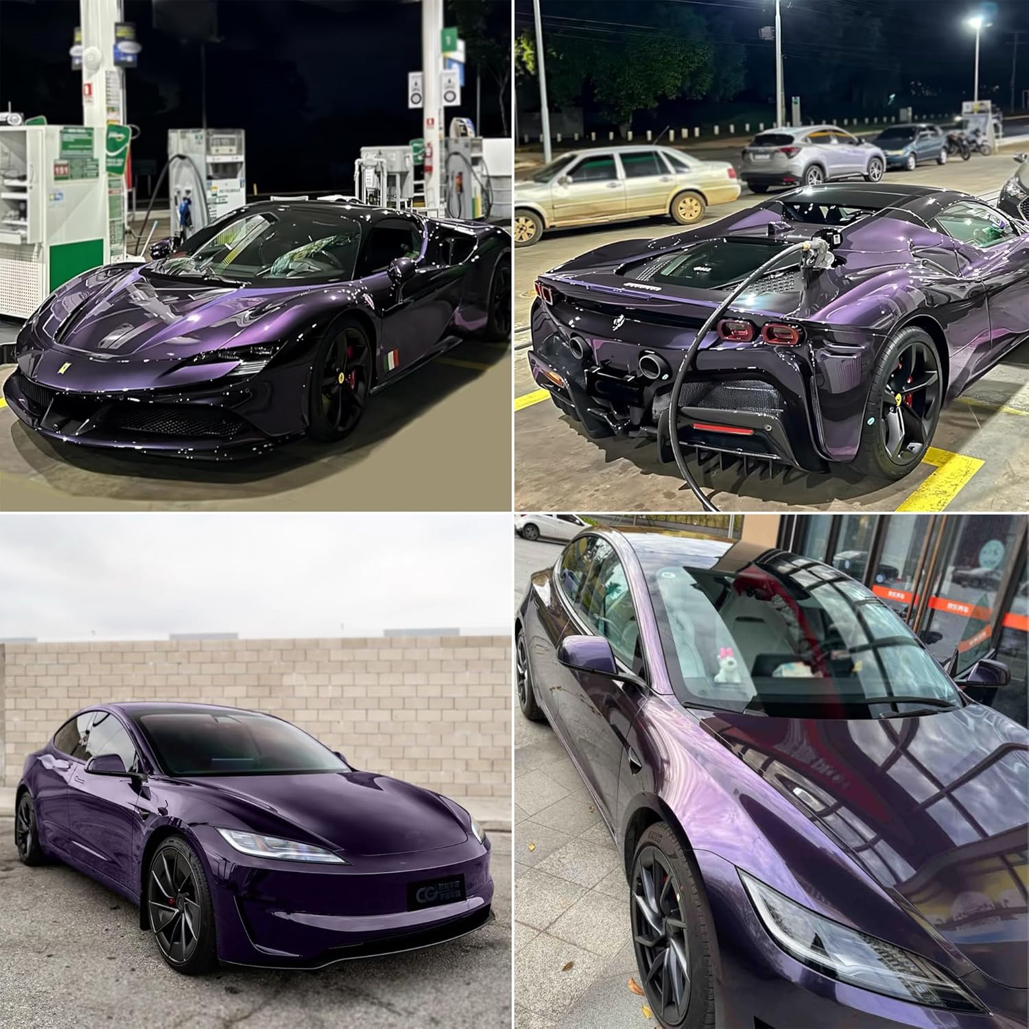 Gloss Galaxy Purple Car Vinyl Wrap Film Glossy Metallic Purple Self-Adhesive DIY Vehicle Vinyl Film with Air-Release Technology for Car Interior & Exterior Decoration, 59.84" x 19.68"