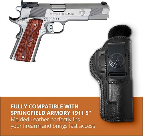 Miniatura 5 de PH - Funda de cuero genuino para pistola de 1911 de 5 pulgadas, funda de cuero para pistola táctica Iwb, funda de transporte oculta de cuero, cómoda