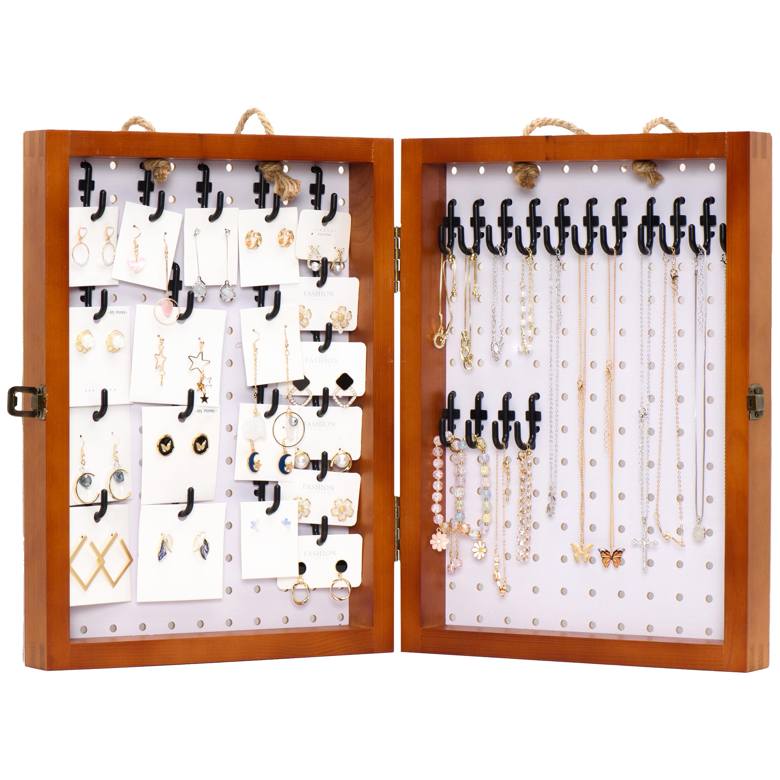 Folding Peg Board Display Stand For Vendors - Jewelry Display For Craft Show - Tabletop Pegboard Earring Display For Vendor Events - Bracelet Necklace Display For Selling Keychain Display Rack