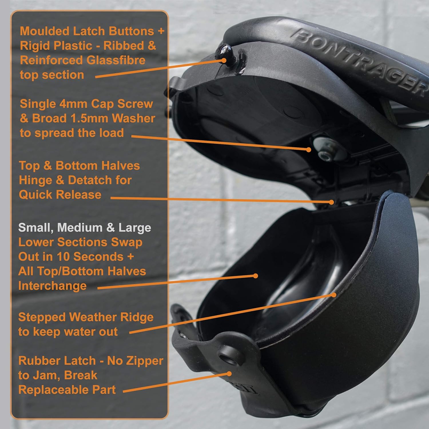 Aeroclam P2 Bike Saddle Bag Compact Seat Bag Cycling Small Under Seat Hard Shell Waterproof Aerodynamic for Mountain Road Bike Flat Top Medium Lower