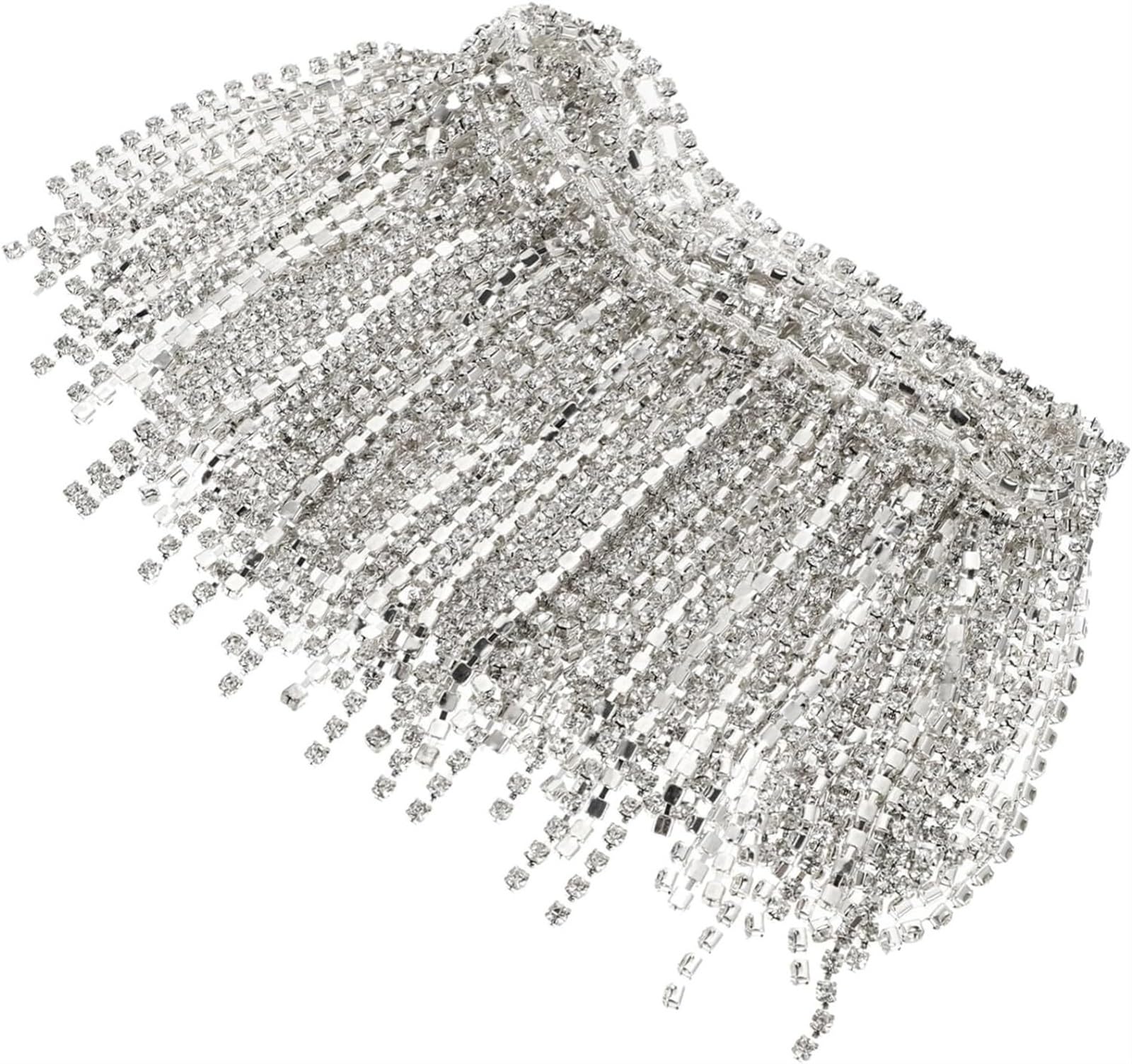 Fransenbesatz, Nähhandwerk, Lange Strass-Quastenkette, DIY-Fransenbesatz, Strass-Näh-Diamantgürtel, Juwelen zum Basteln, Hochzeitsschmuck, dekoratives Kettenaccessoire (wie abgebildet)