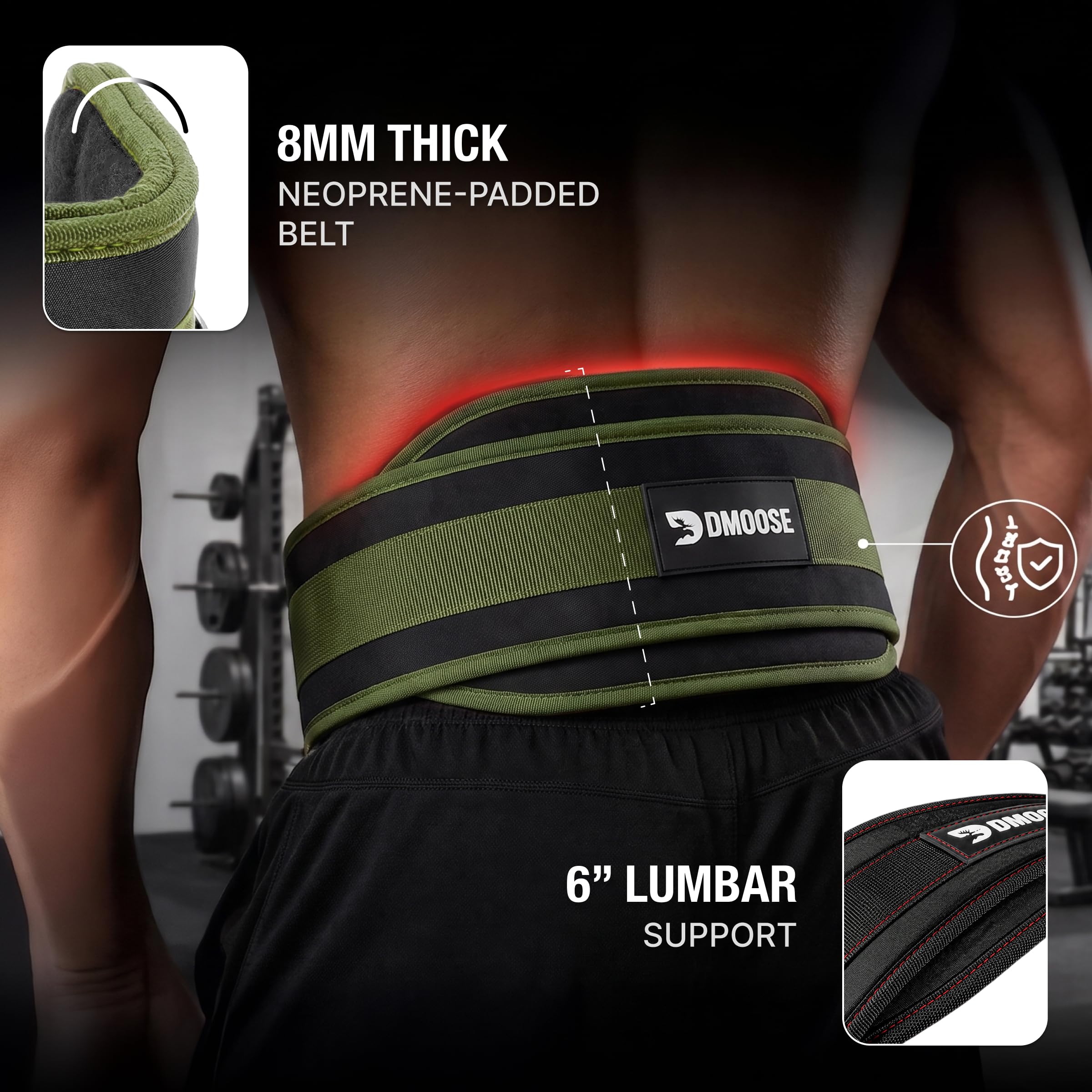 DMoose Fitness Cinturón de inmersión para levantamiento de pesas, dominadas, sentadillas y inmersiones, cadena de acero robusta de 36 pulgadas, cómodo acolchado de neopreno que soporta 350 libras