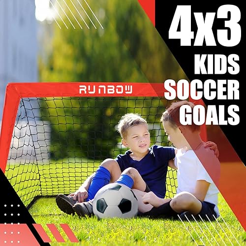 Miniatura 5 de RUNBOW Portería de fútbol portátil para niños de 6 x 4 pies, 4 x 3 pies, red de fútbol para práctica de patio trasero con bolsa de transporte