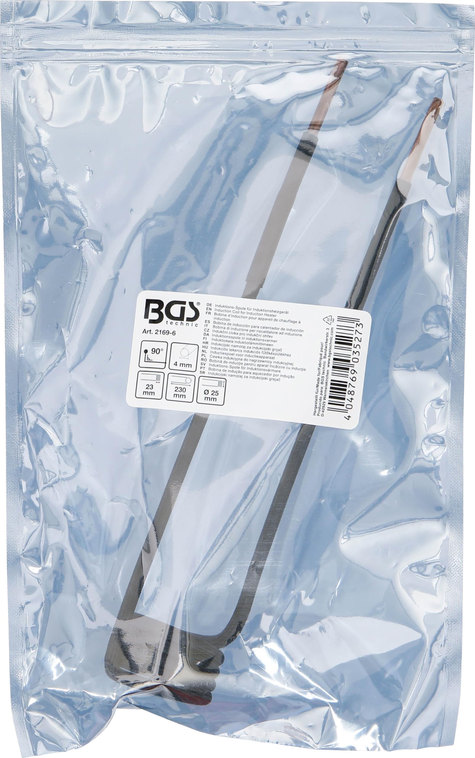 BGS 2169-6 | Induktions-Spule für Induktionsheizgerät | 25 mm | 90° abgewinkelt | für Art. 2169, 3390, 3391