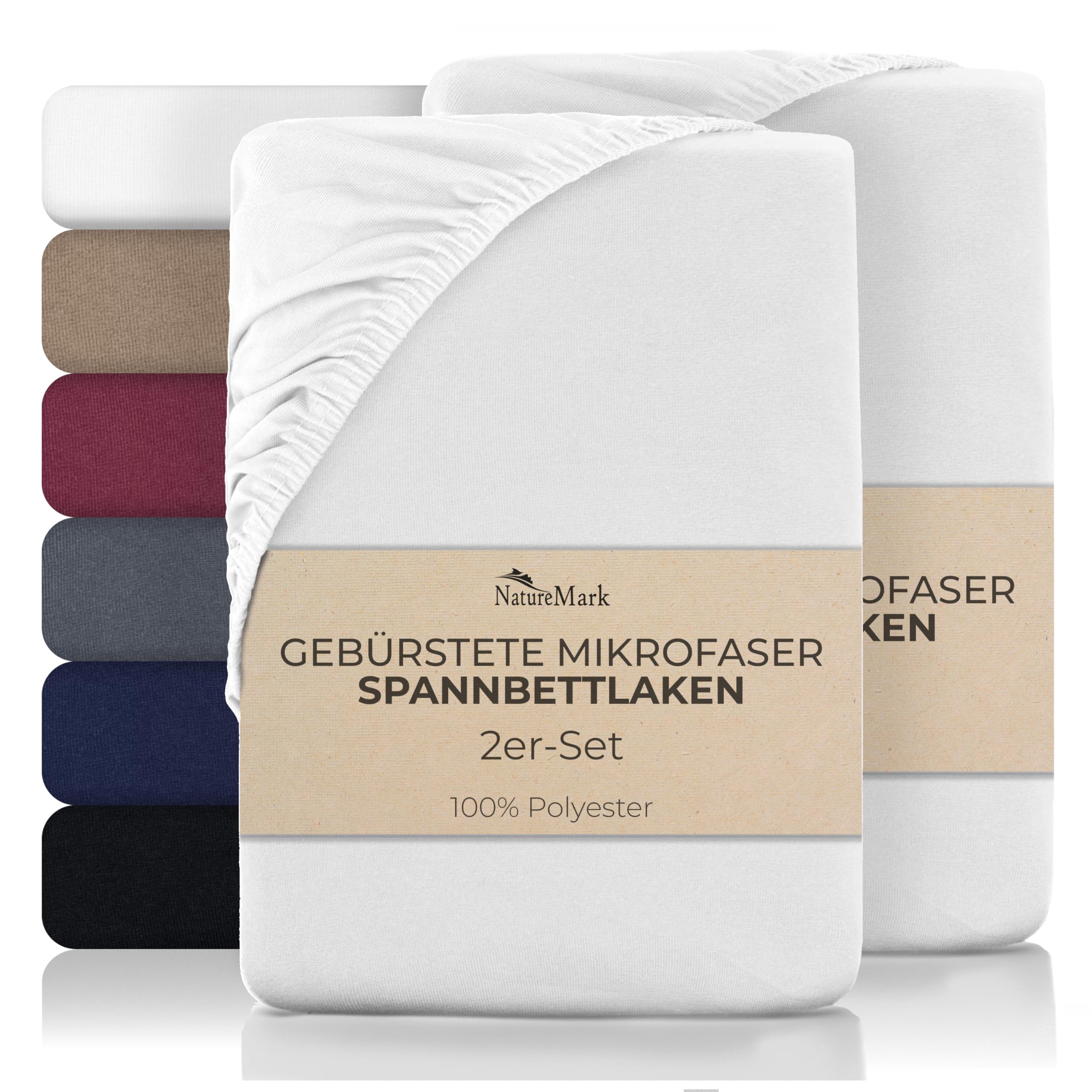 NatureMark Mikrofaser Spannbettlaken – 2 Stück – weich, atmungsaktiv und pflegeleicht – hautfreundlich, schnelltrocknend und formstabil -