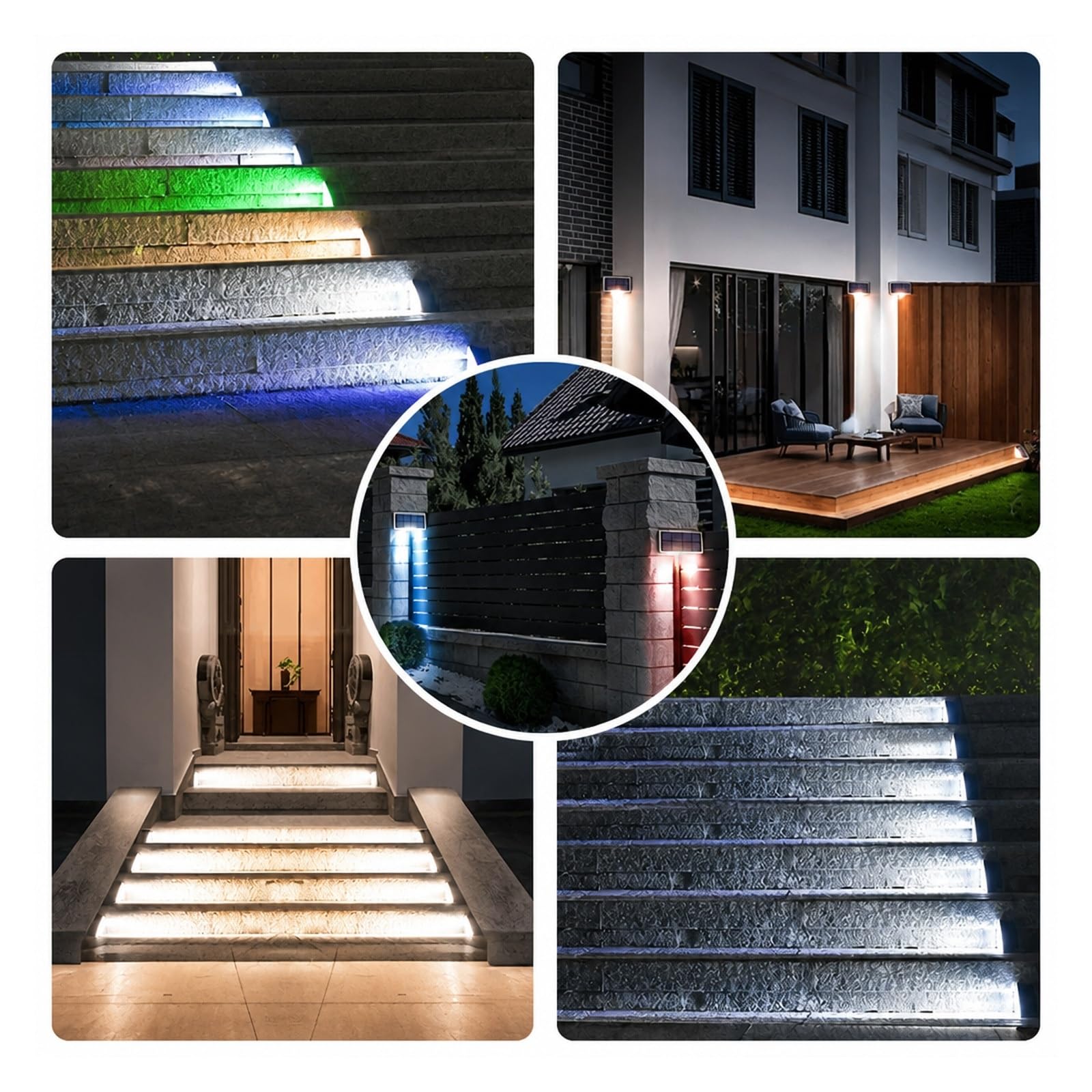 Nelle luci da terra, Segnapasso LED Per Scale Da Esterno IP67 Solare(6pcs,Multicolor)