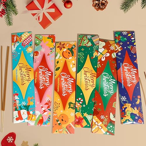 Miniatura 5 de Varillas de incienso navideño, 120 varillas de aromaterapia naturales de larga duración con soporte, 6 aromas navideños para decoraciones navideñas