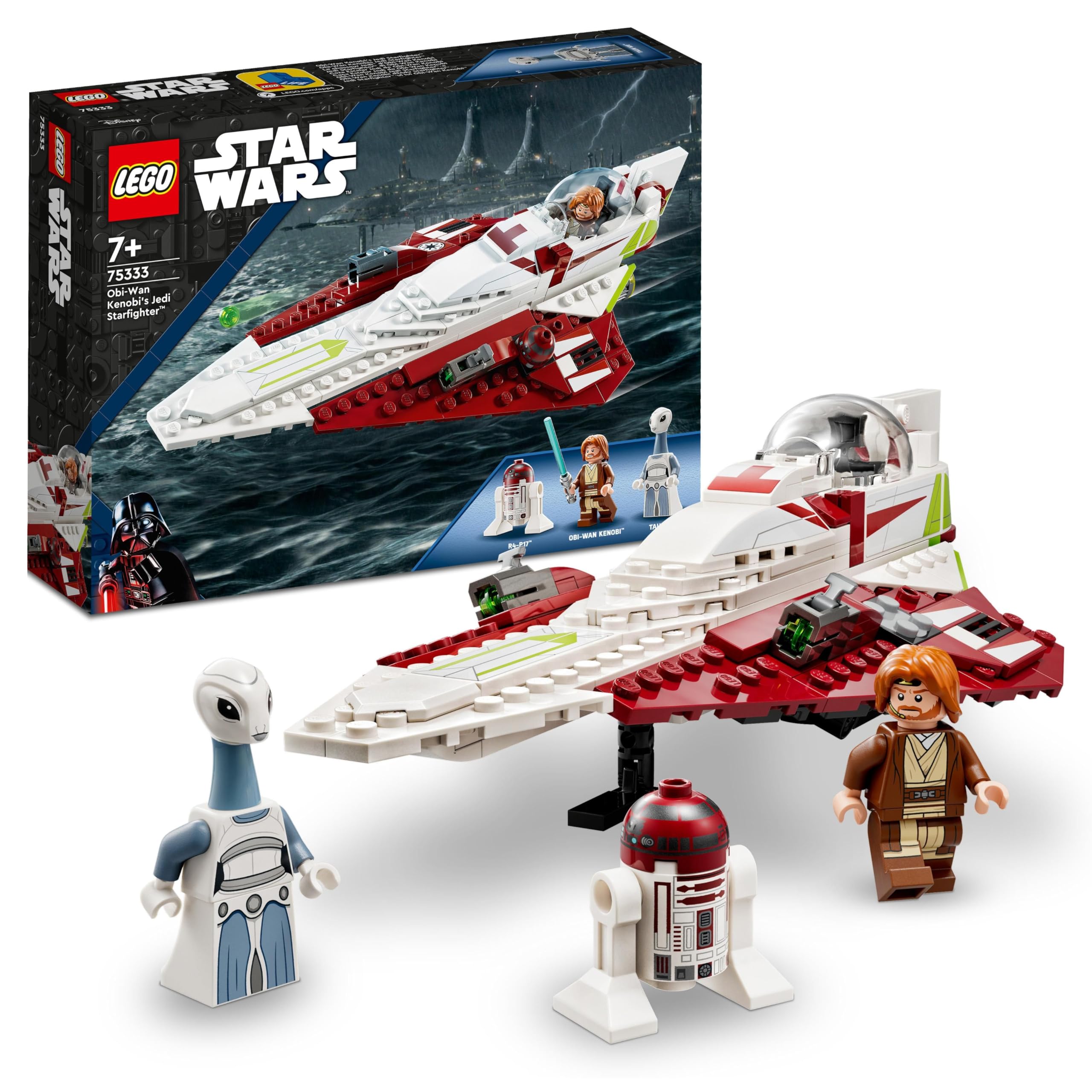 Star Wars Obi-Wan Kenobi’s Jedi Starfighter, Buildable Toy for 7 Plus Year Old Boys & Girls, with Taun We Minifigure, Droid Figure and Lightsaber, Attack of the Clones Set, Gift Idea 75333