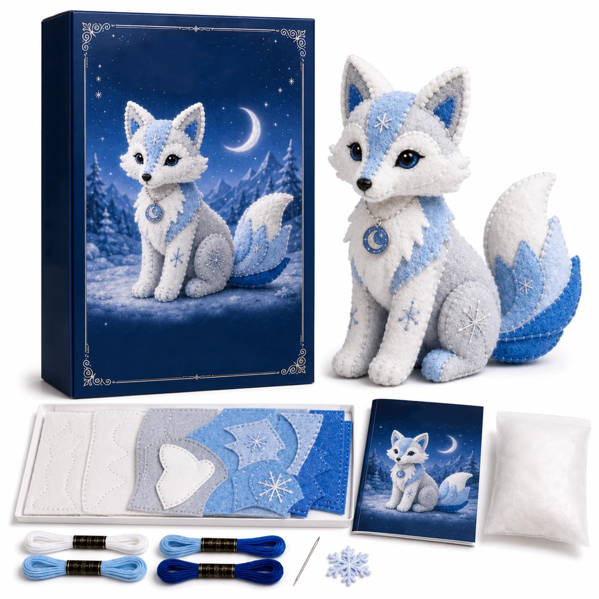 Arctic Winter Guardians DIY Patchwork Kit, 3D Stuffed Animals Mythical Creature, Felt Animal Sewing Kit for Beginners, Pre-Cut Handmade Craft Kit for Home Decor & Creative Gift (*G)