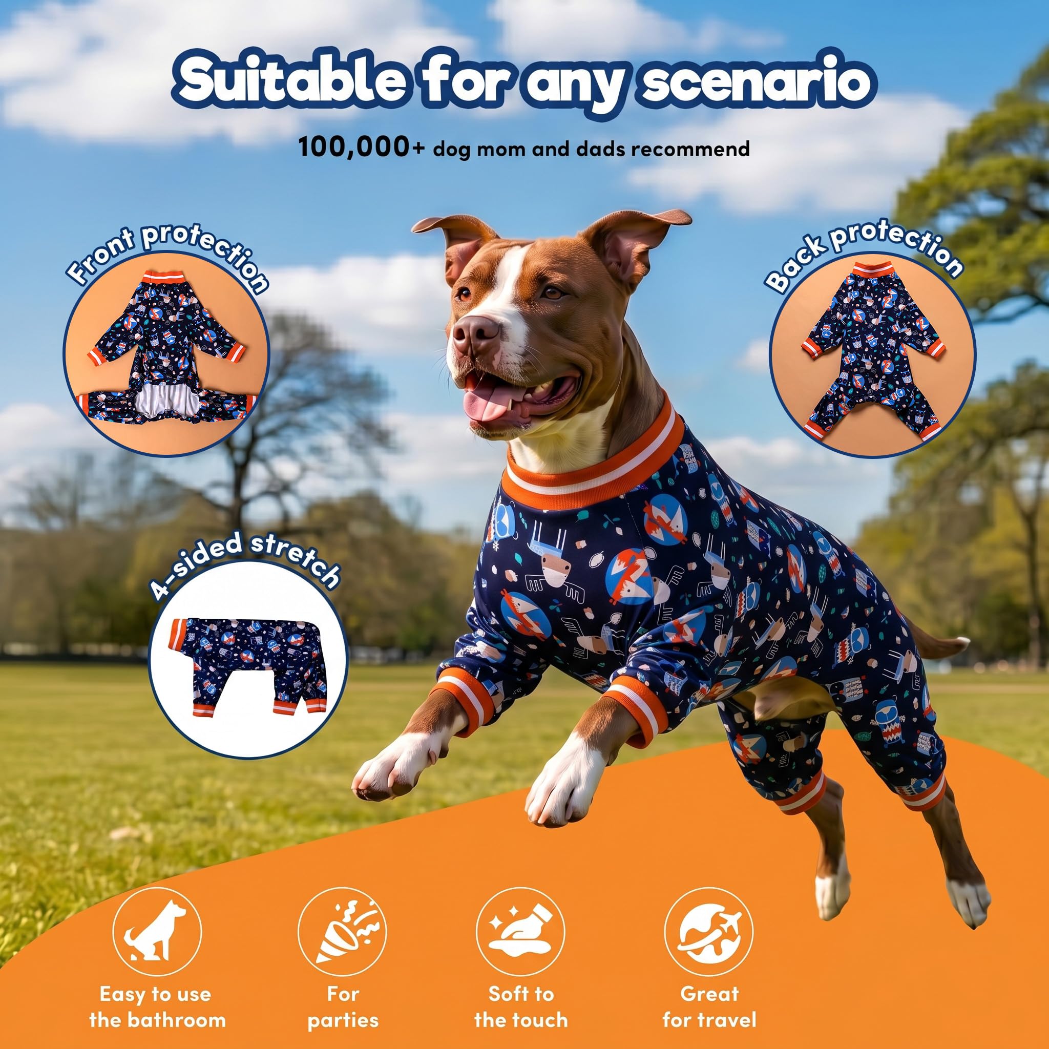 LovinPet Vestiti per animali domestici per cani di taglia grande: Nighthawk e Red Fox Steel Stampa grigia, Pullover elastico leggero Pigiama per animali domestici, Tutina per cani di taglia grande