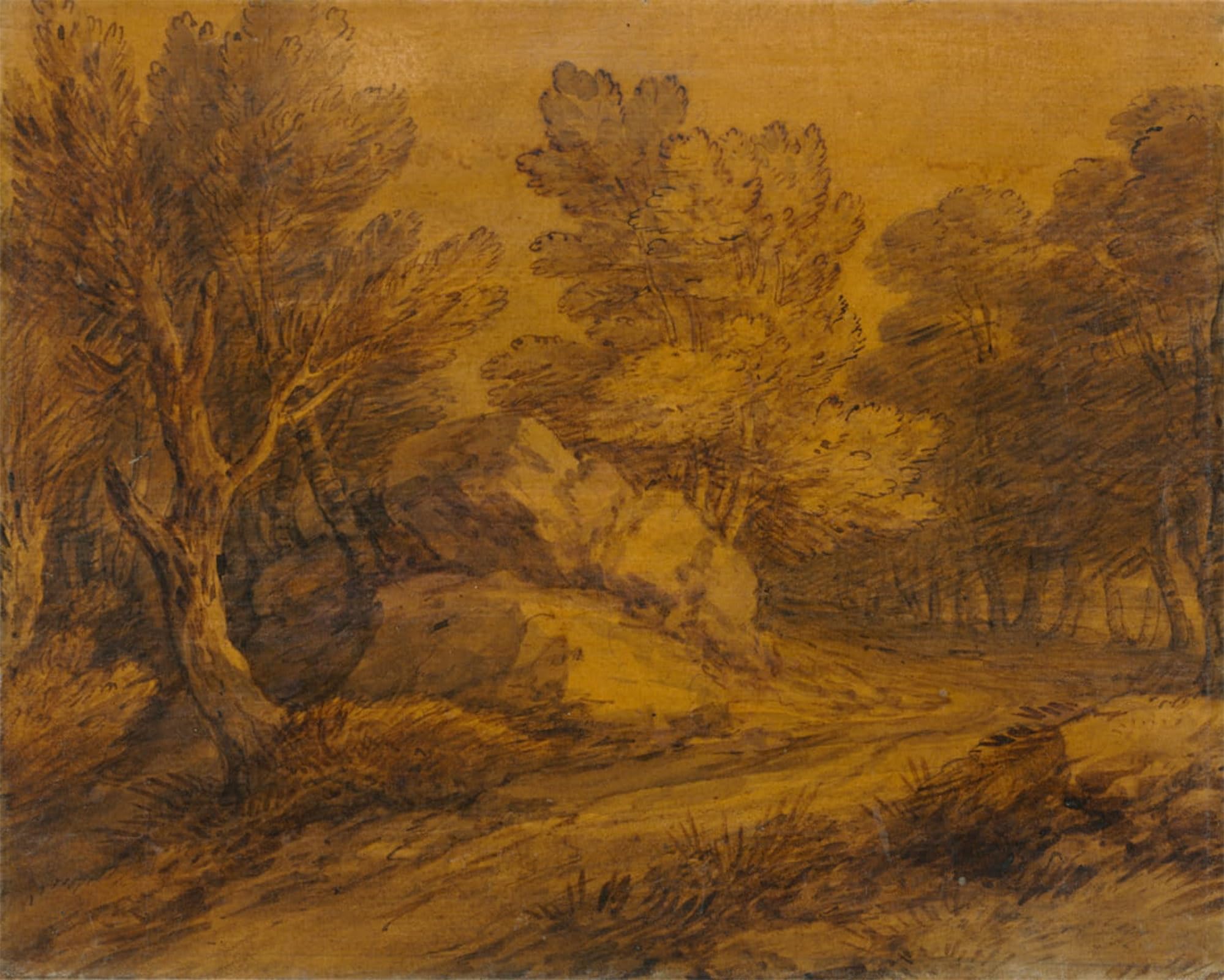 Artxlxxbn No Frame Famous Painting Art Wall Decor Abstract Art Picture Scene With A Road Winding Through A Wood By Gainsborough Animal Pictures For Home Decor 60X90cm