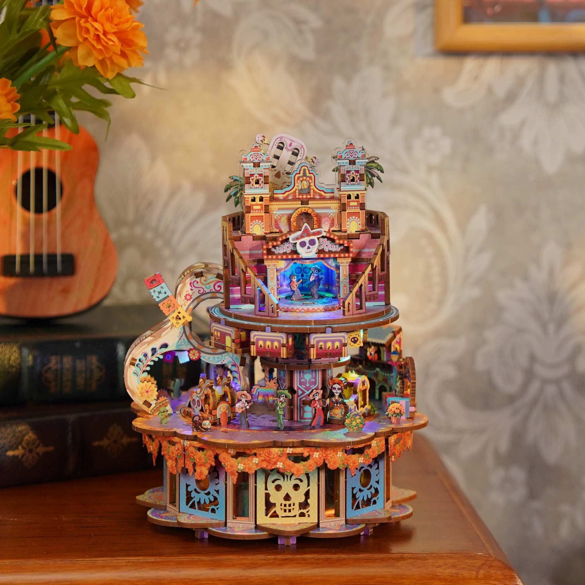 Tonecheer Wooden Music Box Puzzle for Adults, DIY Rotating