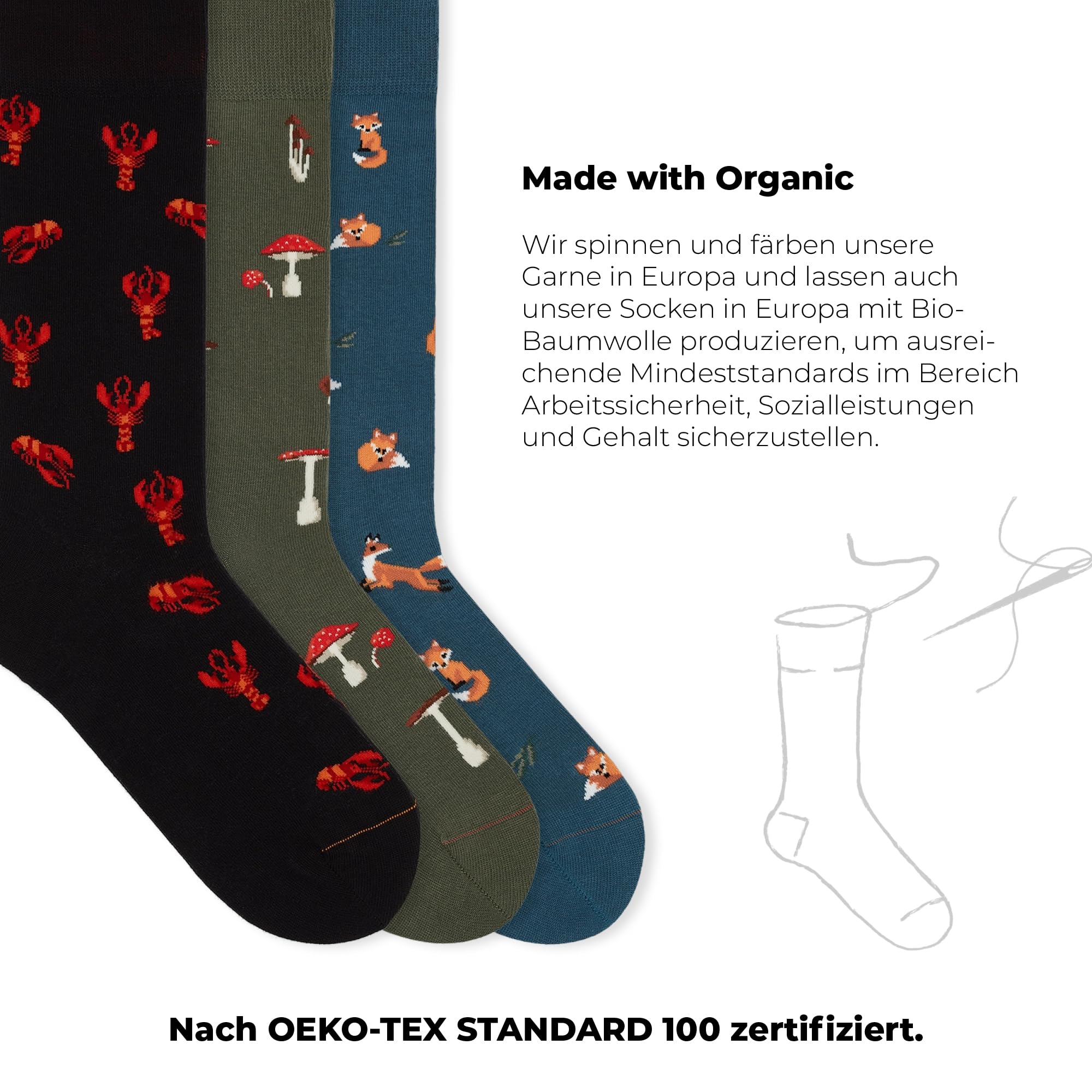 von Jungfeld - Motiv Socken mit verschiedenen Icons - Bunte Socken mit Muster für Damen & Herren in Gr. 35-46