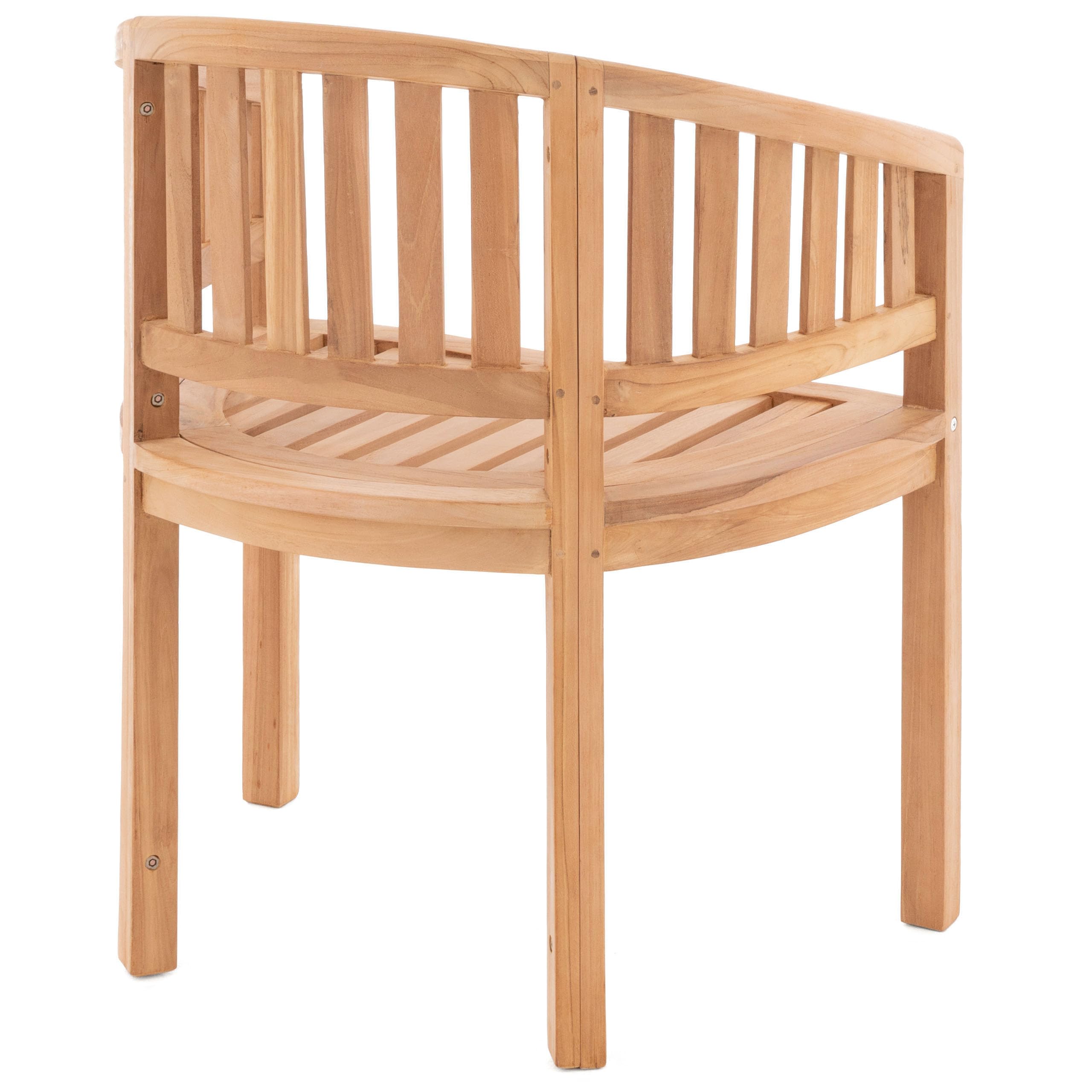 SONLEX Bananen-Stuhl Teak-Holz behandelt – Gartensessel Gartenstuhl Balkonstuhl Veranda-Stuhl Gartenmöbel geschwungen massiv handgemacht
