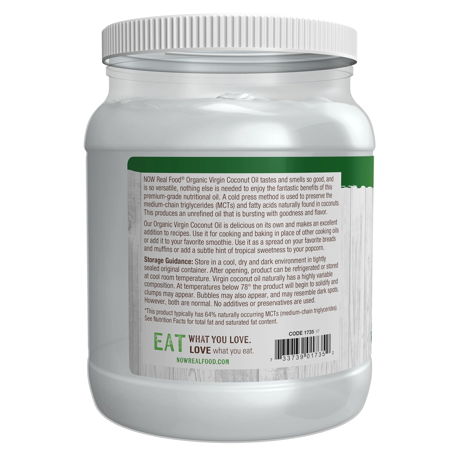 NOW Foods, Certified Organic Virgin Coconut Cooking Oil, Cold-Presesed and Unrefined, Trans Fat Free, 100% Pure and Certified Non-GMO, 54-Ounce
