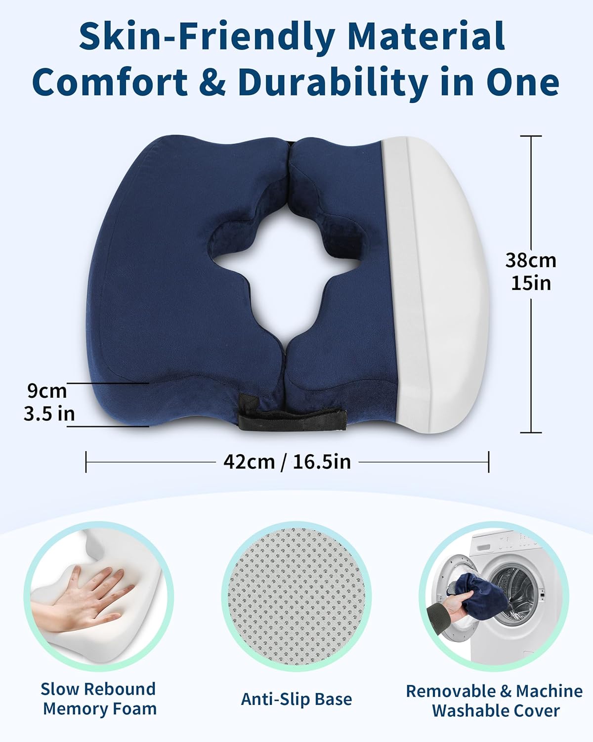 HOMCA Bed Sore Cushions for Butt, Memory Foam Bedsore Pressure Relief Cushion for Sleeping and Sitting, Hemorrhoid Cushion for Coccyx, Sciatica, Postpartum Recovery, and Surgery Rehabilitation(Blue)