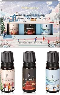 Folkulture Christmas Essential Oil Set for Diffuser, Set of 3 Organic Essential Oils for Diffusers for Home, Aromatherapy Diffuser Oil Scents - White Woods Cashmere Lavender - (Winter Wonderland)