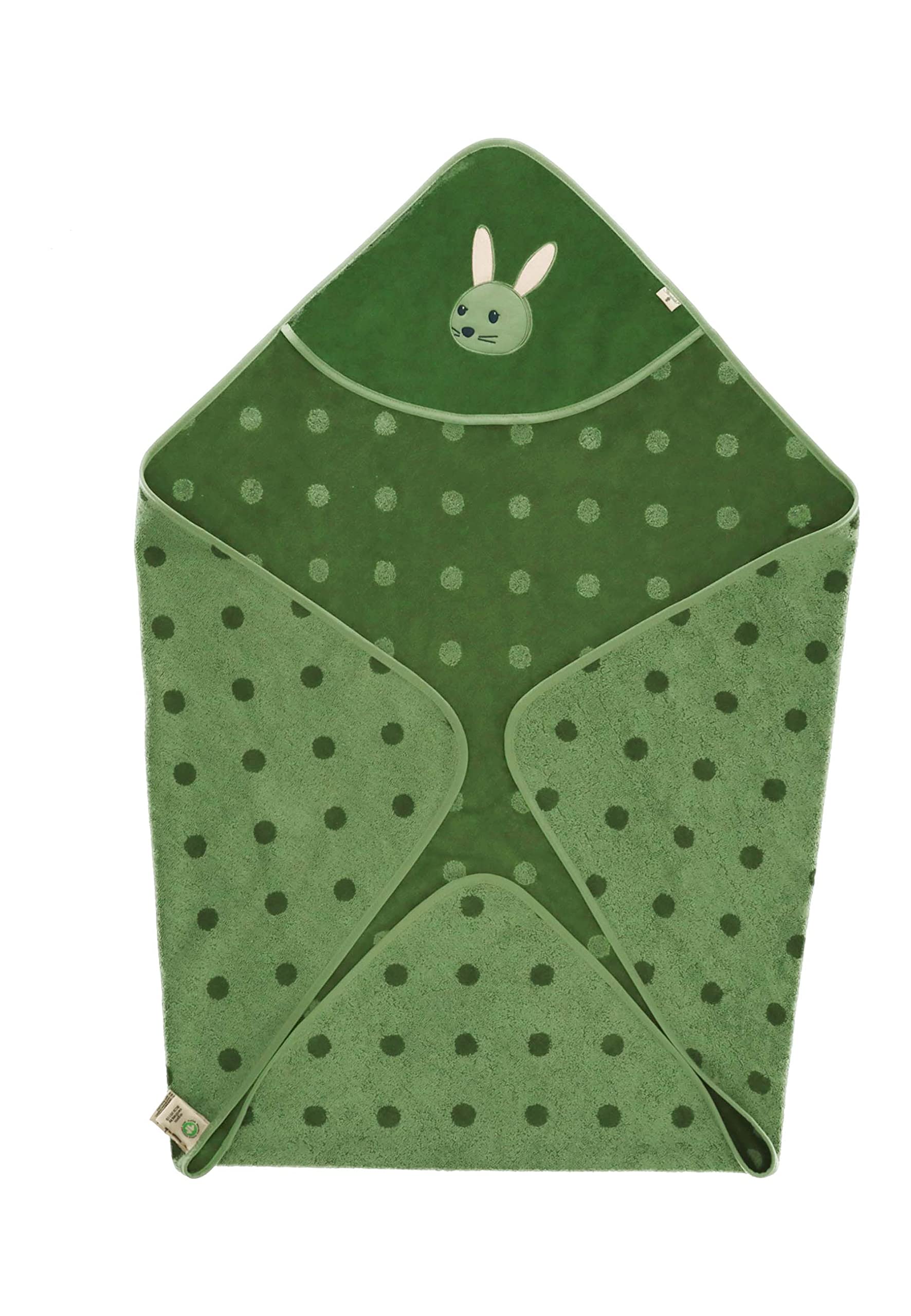 Sterntaler Serviette de Bain bébé Unisexe GOTS Kinni - Poncho de Bain pour bébé - Serviette à Capuche - Serviette de Bain pour Enfant avec Motif Lapin - Bio - Vert foncé