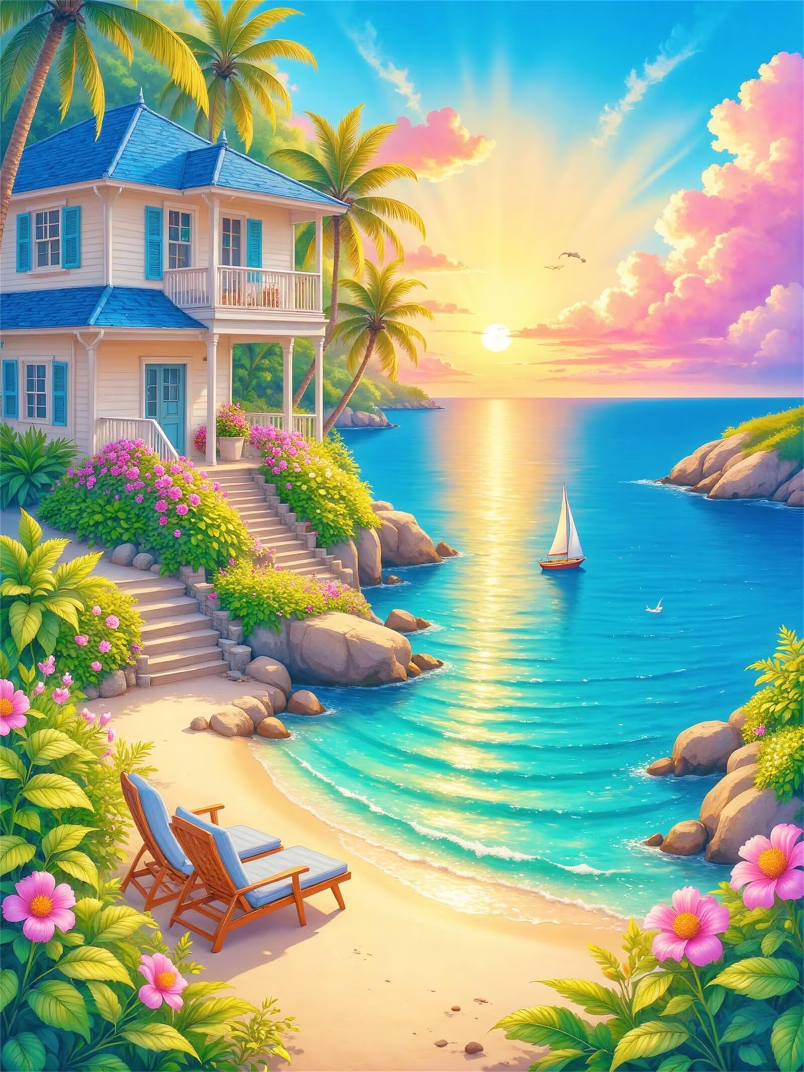 Puzzle 1000 pezzi Villa Seaview per Adulti, 75x50cm Puzzle Adulti 1000 pezzi, Giochi Di Puzzle per Tutta La Famiglia, Un Regalo Festivo per Gli Amici in Una Bella Confezione