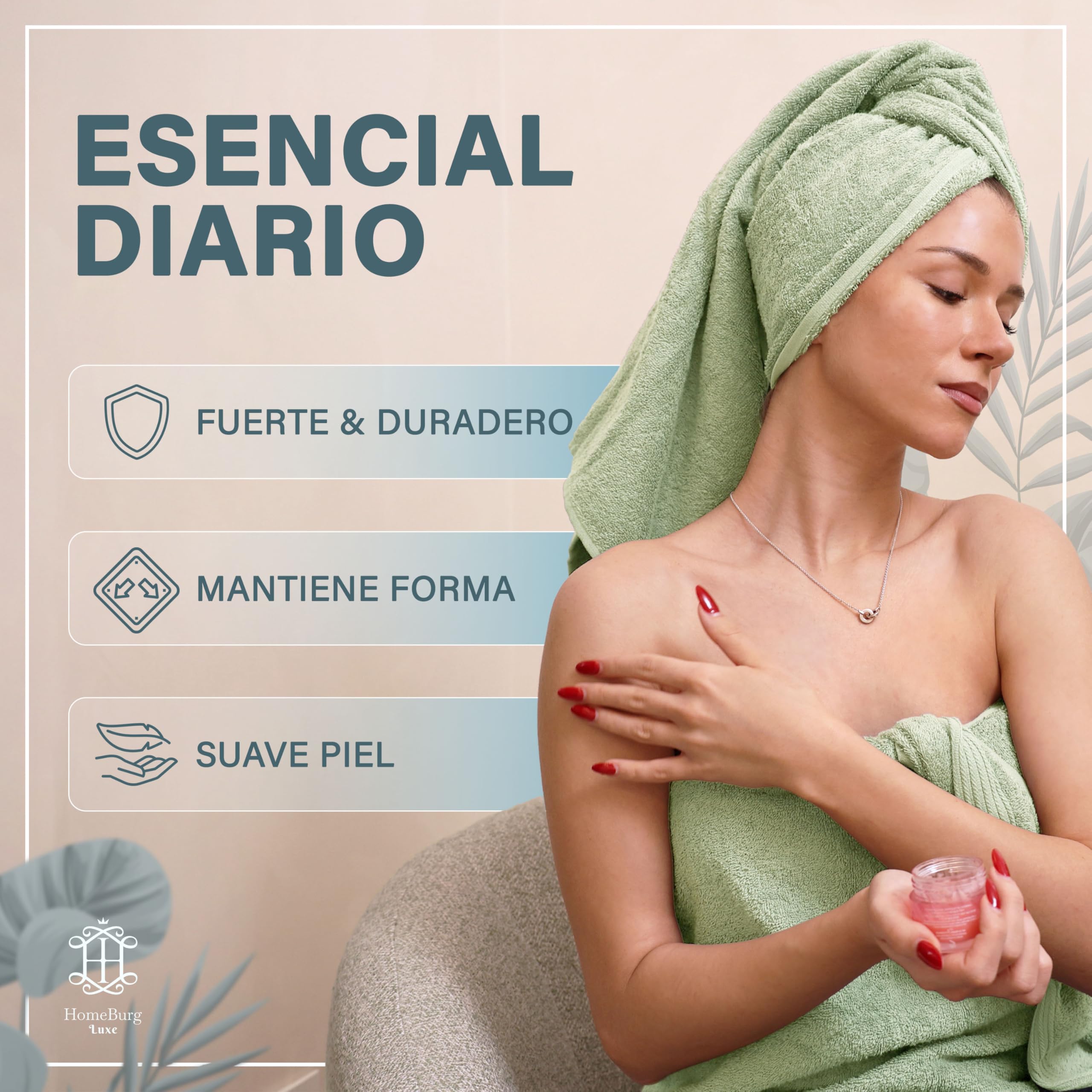 Luxe Set de 2 Toallas de Baño - Grandes, Suaves & Absorbentes, Duraderas, Suaves para la Piel, Lavables a Máquina, 65×137 cm, Verde Salvia