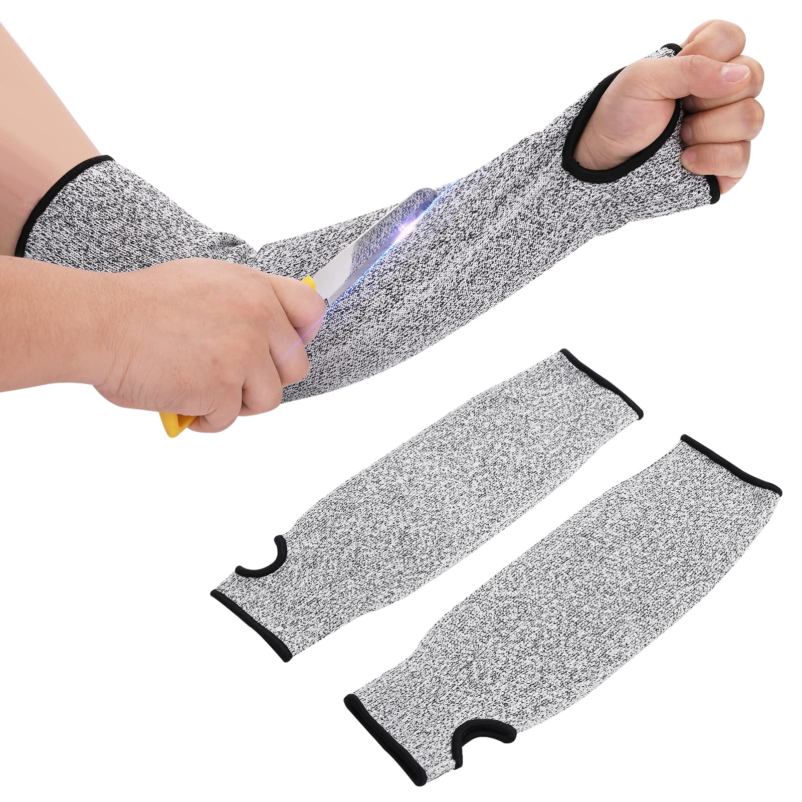 Mangas Protectora para el Antebrazo Nivel 5 Protección para el Brazo Evita Arañazos Manga de Trabajo de Punto con Orificio para el Pulgar Protección para el Brazo para Cocinar Tallar yHacer Jardinería