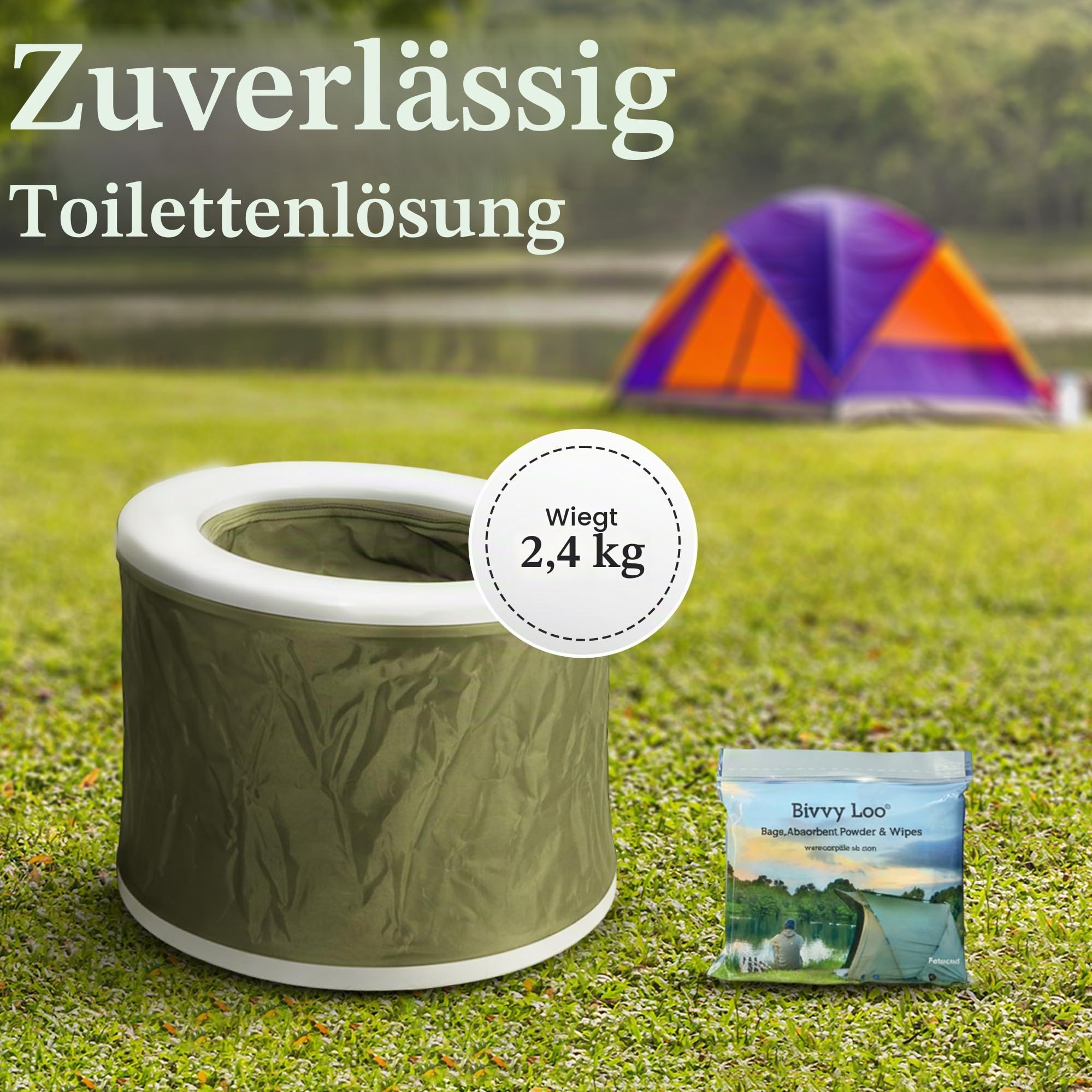 Bivvy Loo Campingtoilette, tragbar, faltbar, max Tragfähigkeit ca. 140 kg, für Camping, Angeln