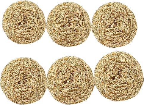 6 pcs Brass Ball Scrubber for Kitchen Scrub Pots Dishes Wall Tub Cleaner Household Cleaning Supplies