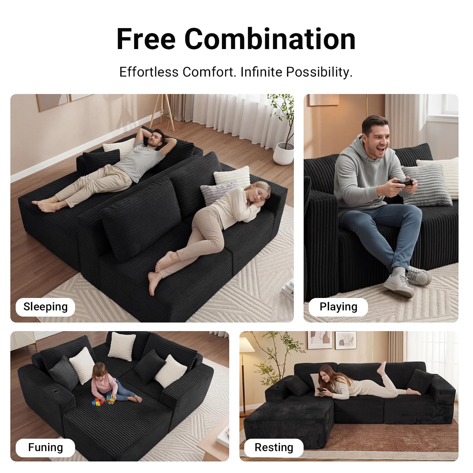 Amazon｜COZI 109インチ 3人掛け l字ソファー モジュラーソファ