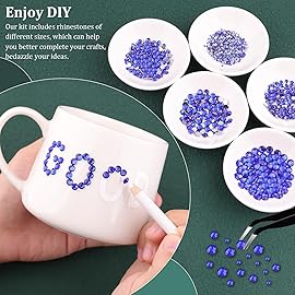 Resin Rhinestones for Crafting with B7000 Jewelry Glue, 1 Box Royal Blue Flatback Crystals with 3Pcs 10ml Glue for Bedazzling Crafts DIY Nail Art MakeupNon Hotfix Gems for Clothing Shoes