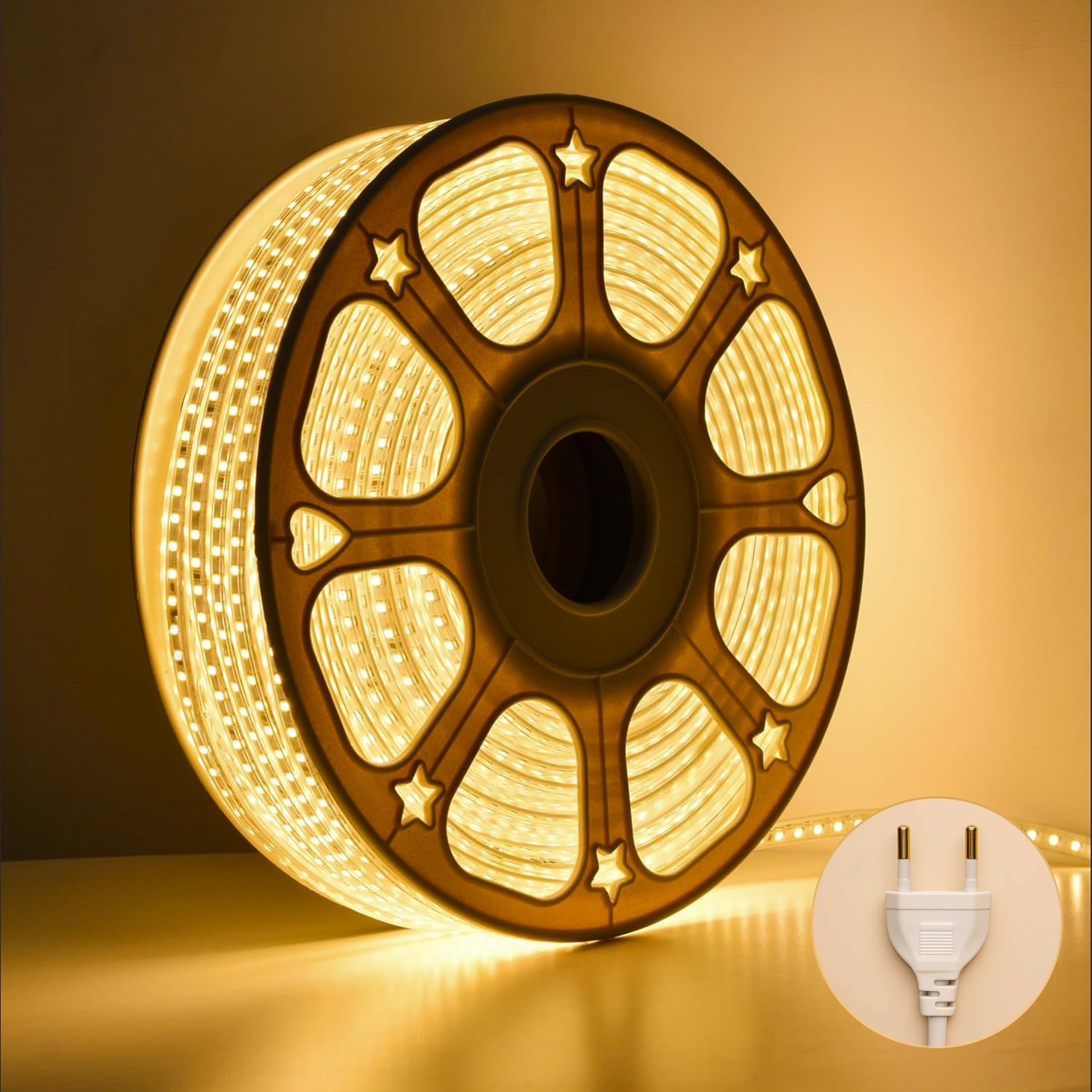 MPROW 10 Meter LED Rope Light | 120 LEDs/Meter Waterproof Strip Light | Warm White Cove Light for False Ceiling, Diwali, Balcony & Indoor Decoration | Plug n Play Flexible Decorative Light-image-24