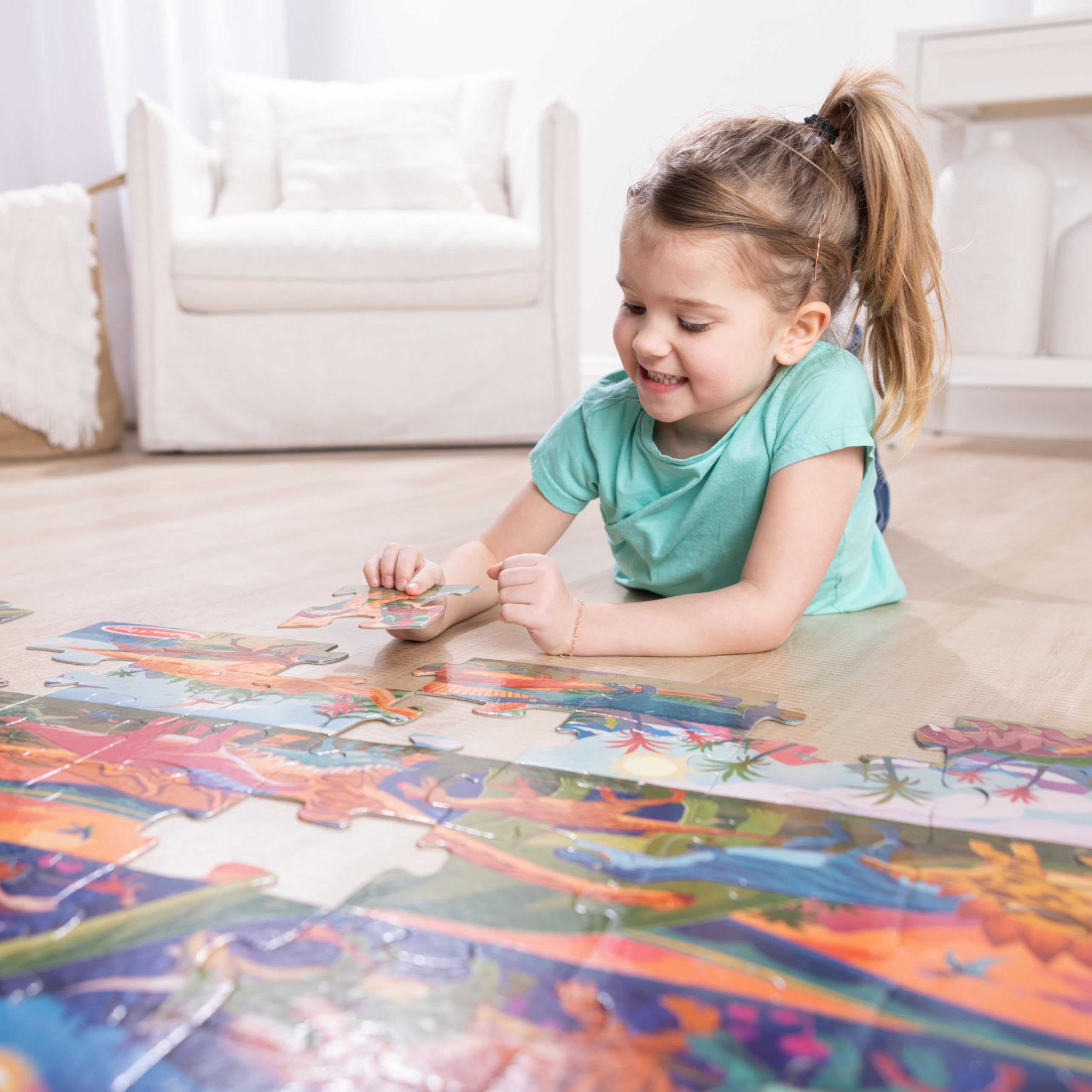 Melissa & Doug Dinosaurier-Bodenpuzzle, 48 Teile