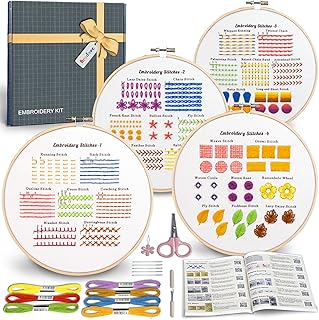 Bradove Classic Embroidery Stitches Practice Kit, Embroidery Kit for Beginners, Beginner Embroidery Kit for Adults, Hand Embroidery Kit for Kids, Stitches Kit
