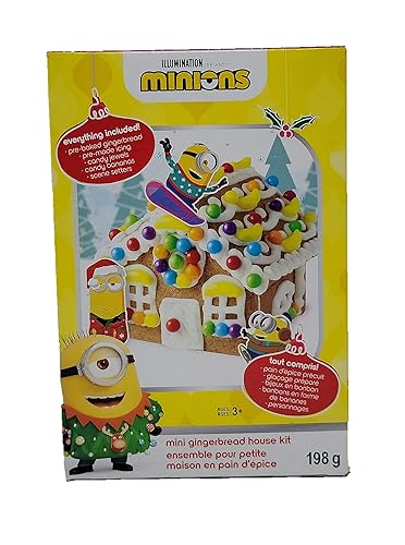 Minions Mini kit de casa de pan de jengibre, todo incluido es la actividad navideña perfecta