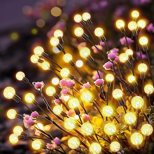 Miniatura 7 de URAGO Luces solares para exteriores, nuevas luces solares mejoradas para jardín con 48 bombillas LED de burbujas de cristal, luces solares