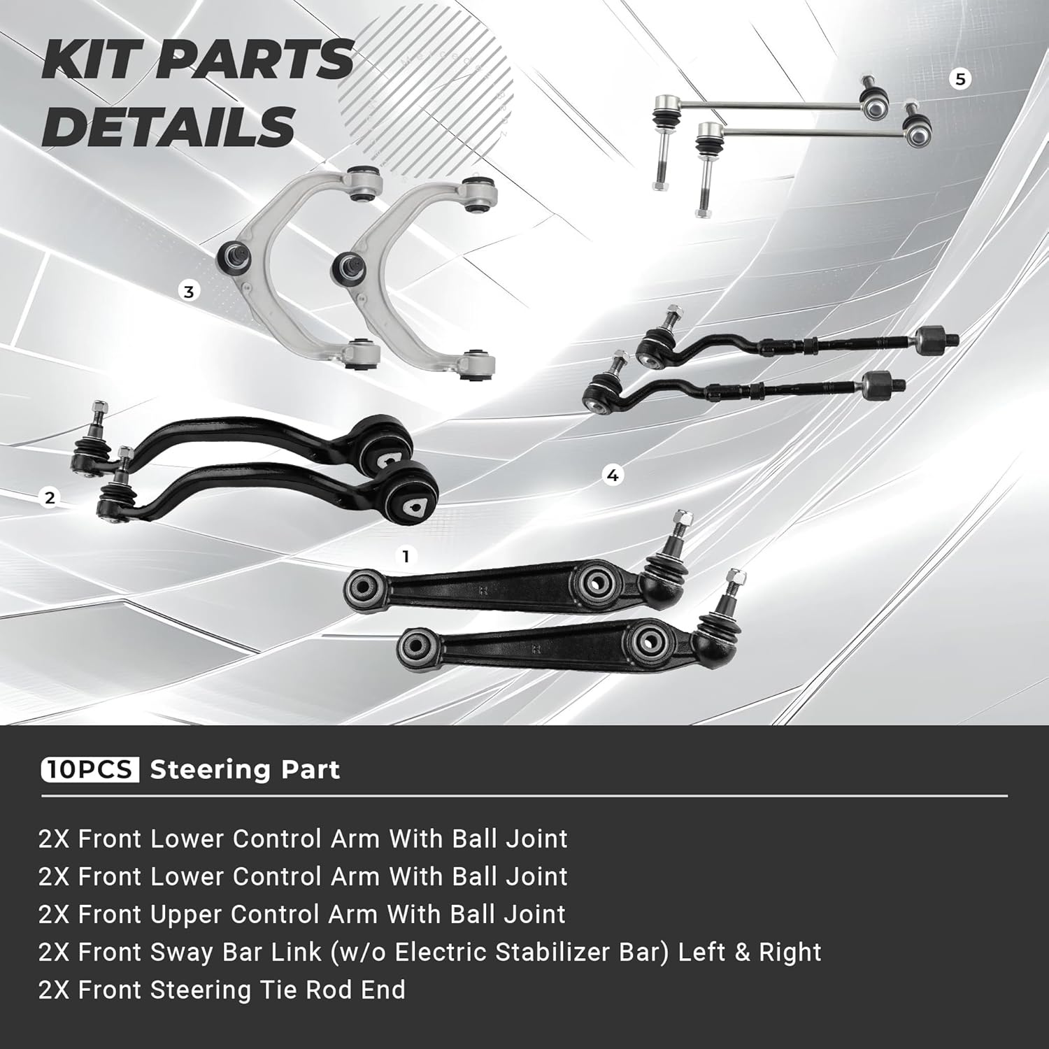 Front Control Arm Compatible with BMW 2007-2013 X5 E70 2008-2014 X6 E71 Ball Joint Front Sway Bar Links Tie Rod K620798, K620799