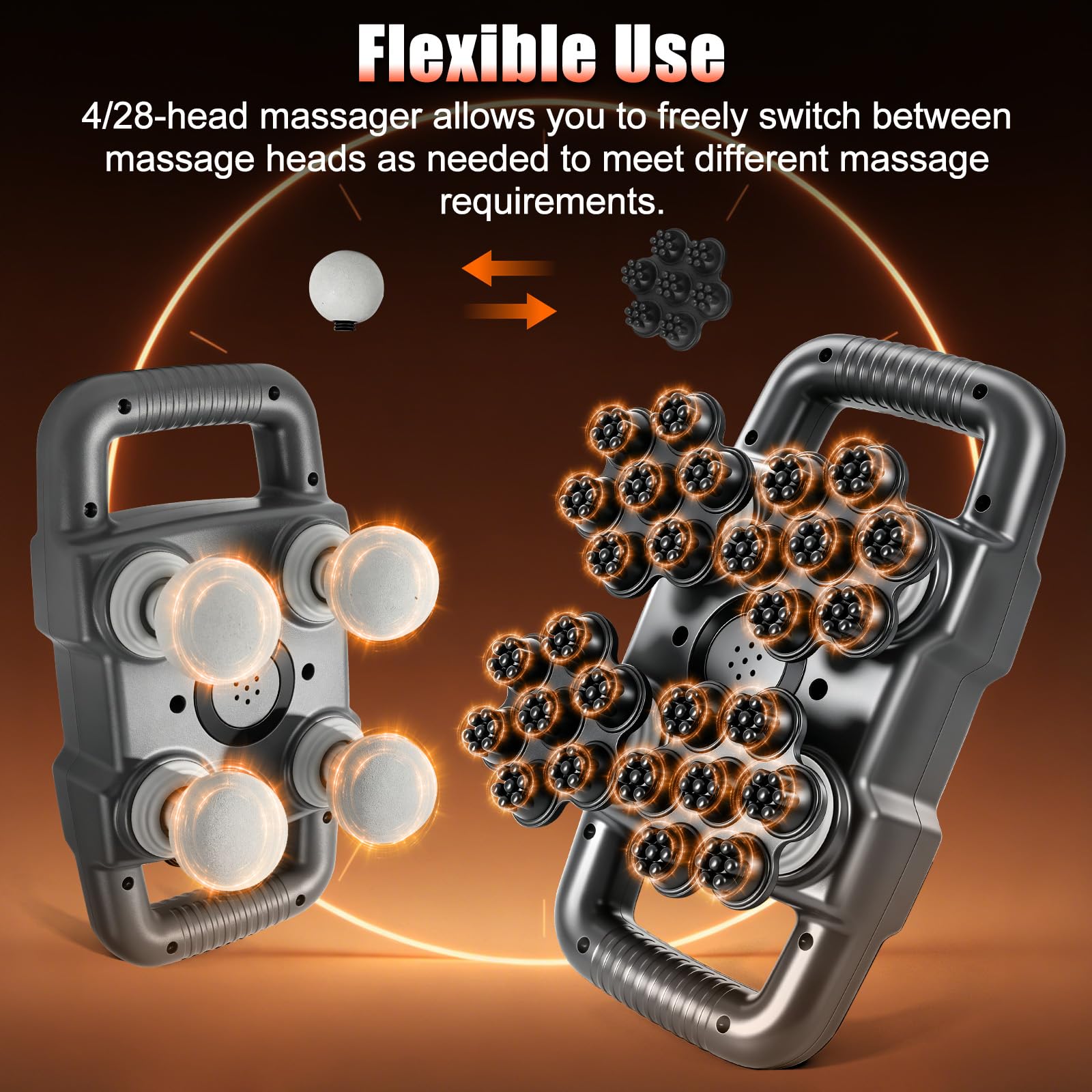 Pistolet de Massage à 28 têtes Portable, 6 Modes et 20 Vitesses, Pistolet de Massage Musculaire Rechargeable, Appareil de Massage pour Cervicales Pieds dos Jambe, Détendre les Muscles