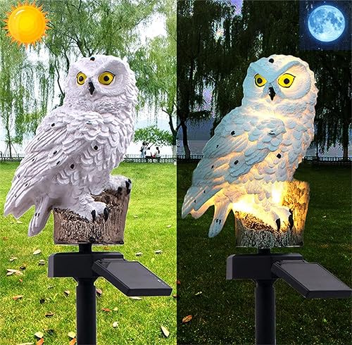 Miniatura 2 de Huazzzyi Luz solar de búho para exteriores, luz solar de jardín de búho, decoración impermeable con estacas, luz LED blanca cálida impermeable para
